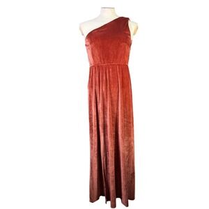 Baltic Born Rust Velvet One Shoulder Maxi Dress Terracotta Formal Gown Large